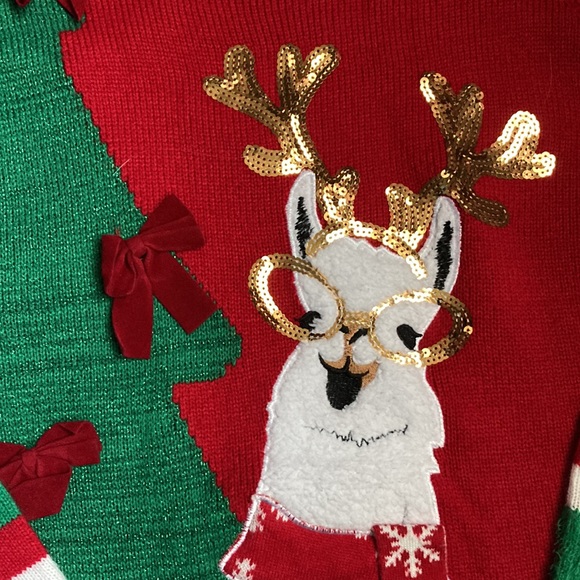 It’s Our Time | Christmas Sweater Llama Glasses Tree - Picture 2 of 7